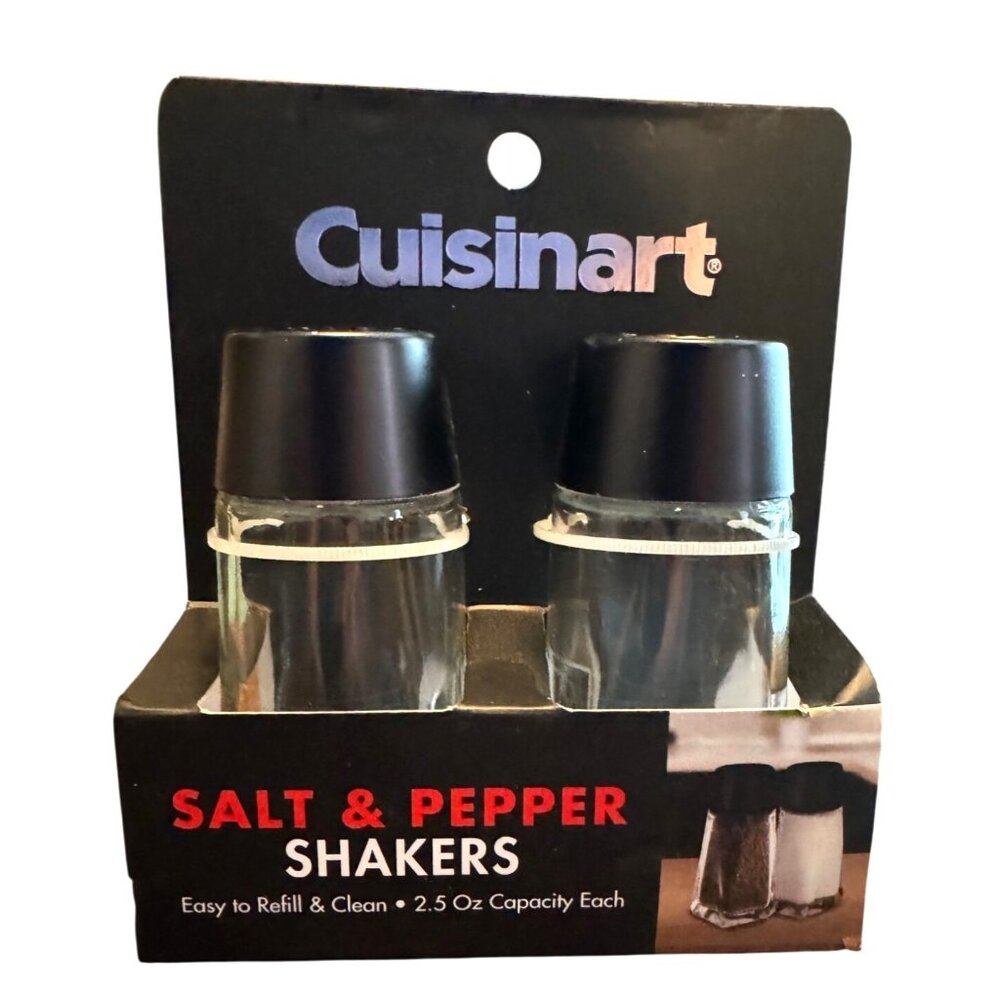 Cuisinart Salt & Pepper Shakers Easy To Refill & Clean 2.5 Oz Capacity Each Glas